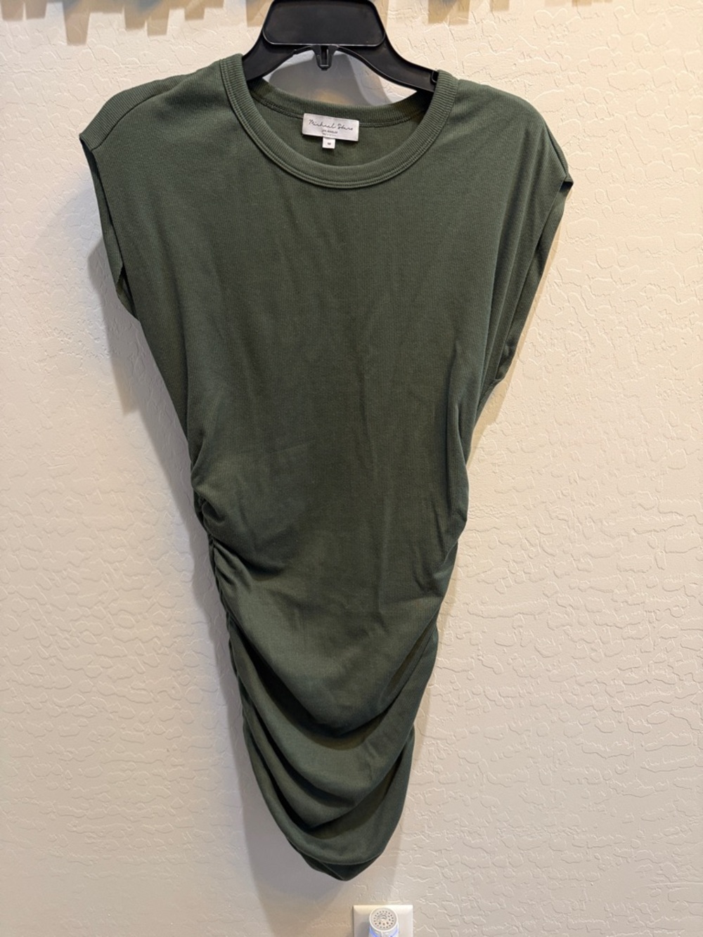 Michael Stars Sleeveless Olive Green Ruched Tank Dress